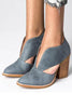 V Cutout  Chunky Heel Ankle Boots
