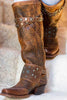 Rivets Turquoise Slip On High Boots