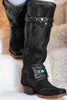 Rivets Turquoise Slip On High Boots