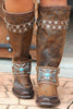 Rivets Turquoise Slip On High Boots