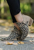 Point Leopard Print Colorblock Ankle Boots