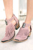 Hollow Tassels Chunky Heels Ankle Boots