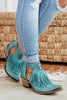 Hollow Tassels Chunky Heels Ankle Boots
