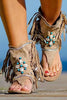 Tassel Beaded Toe Post Flat Sandals