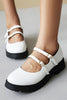 Double Buckle Decor Flatform Mary Jane Shoes