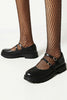 Double Buckle Decor Flatform Mary Jane Shoes