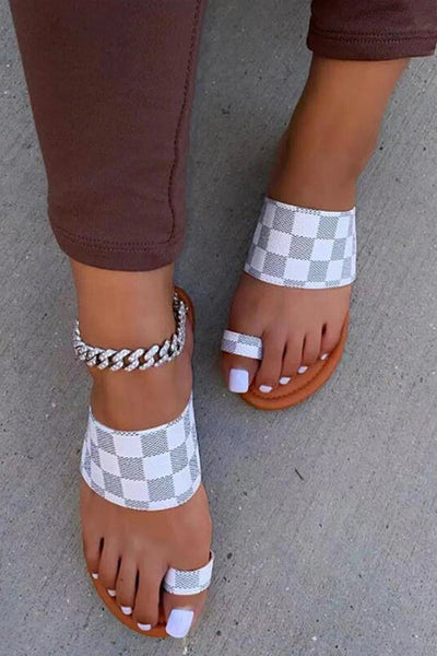 Checkered One Step Closer Flats Sandals
