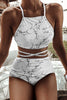 Marbling Halter Neck Backless Bikini Set