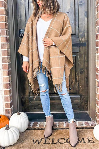 Plaid Tassels Shawl