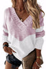 Color Block V Neck Swater