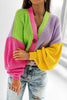 Button Up Colorblock Cardigan