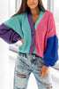 Button Up Colorblock Cardigan