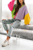 Button Up Colorblock Cardigan
