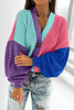 Button Up Colorblock Cardigan