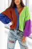 Button Up Colorblock Cardigan
