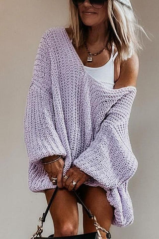 Violet V Neck Loose Sweater