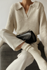 V Turndown Collar Sweater