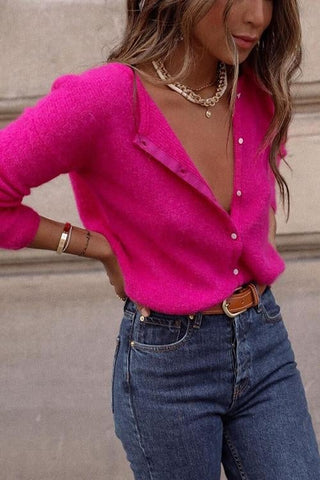 Button O Neck Cardigan