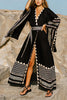 Geometry V Neck Bat Maxi Dress