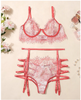 Chill Day Ladder Cutout Sheer Mesh Floral Lace Bra Set