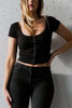 Button O Neck Short Sleeve T Shirt