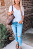 V Neck Long Sleeve Loose T Shirt