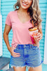 V Neck Long Sleeve Loose T Shirt