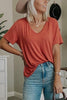 V Neck Long Sleeve Loose T Shirt