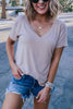 V Neck Long Sleeve Loose T Shirt