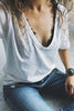 V Neck Long Sleeve Loose T Shirt