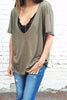 V Neck Long Sleeve Loose T Shirt