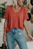 V Neck Long Sleeve Loose T Shirt