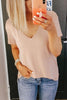 V Neck Long Sleeve Loose T Shirt