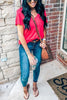 V Neck Long Sleeve Loose T Shirt