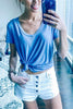 V Neck Long Sleeve Loose T Shirt