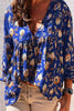 Floral Print V Neck Loose Blouse
