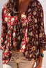 Floral Print V Neck Loose Blouse