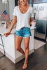 Solid U Neck Short Sleeve T Shirt