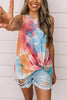 Tie Dye Knot Hem Sleeveless T Shirt