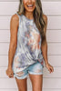 Tie Dye Knot Hem Sleeveless T Shirt