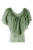 Ruffles Bat V Neck Blouse