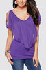 Ruffles Bat V Neck Blouse