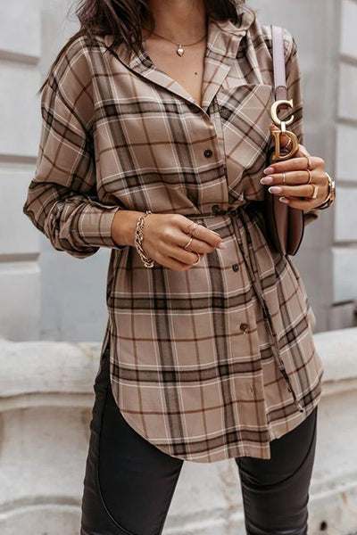 Grid Button Long Sleeve Shirt