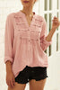 Pleated Buttoned Long Sleeves Blouses