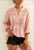 Pleated Buttoned Long Sleeves Blouses