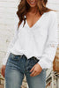 Hollow V Neck Puff Sleeve Blouse