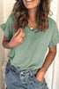 Solid V Neck Ruffles Blouse