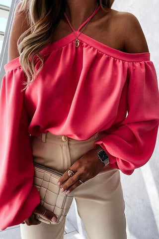 Off Shoulder Puff Long Sleeve Blouse