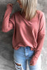 Stitching V Neck Long Sleeve Sweatshirt