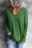 Stitching V Neck Long Sleeve Sweatshirt